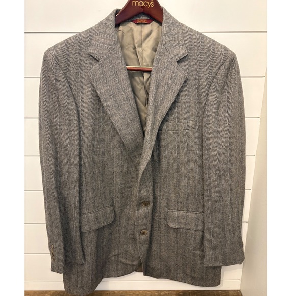Corbin LTD Perlis Herringbone Sport Coat Blazer Jacket Menswear Gray - Picture 1 of 9